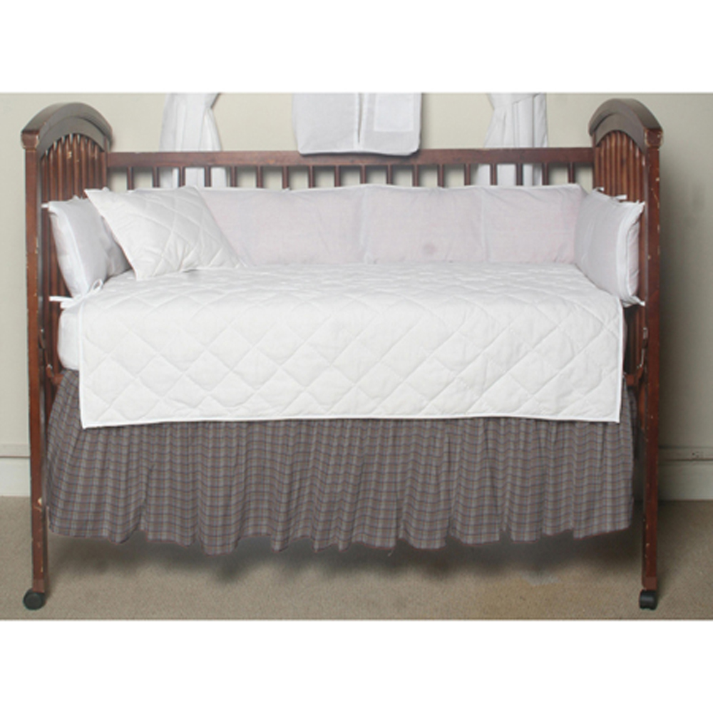 Red Lines and Off White Plaid Crib Bed Skirt 28" x 53"-Drop-13"