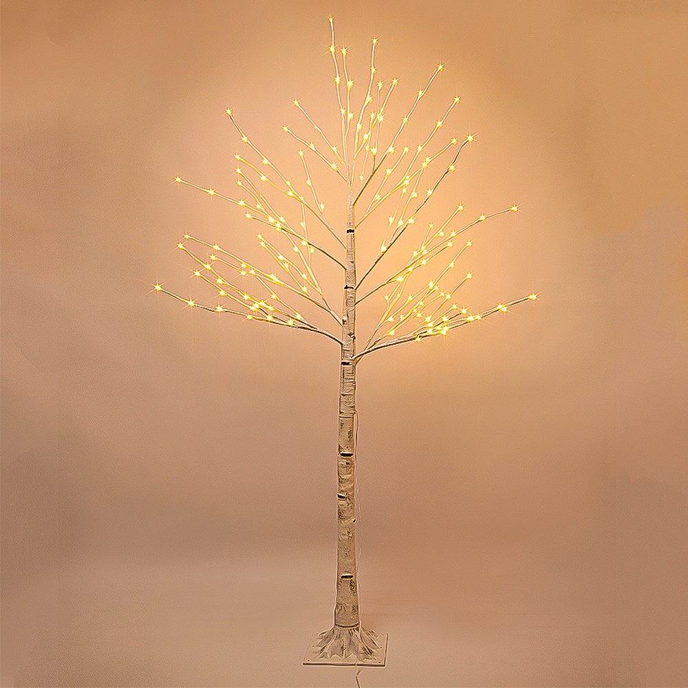 7 ft Prelit Christmas Tree, Birch LED Lighted Tree with 160 Warm White Lights