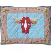 Cowboy long horn Pillow Sham 27"W x 21"L