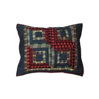 Red Log Cabin Pillow Sham 27"W x 21"L