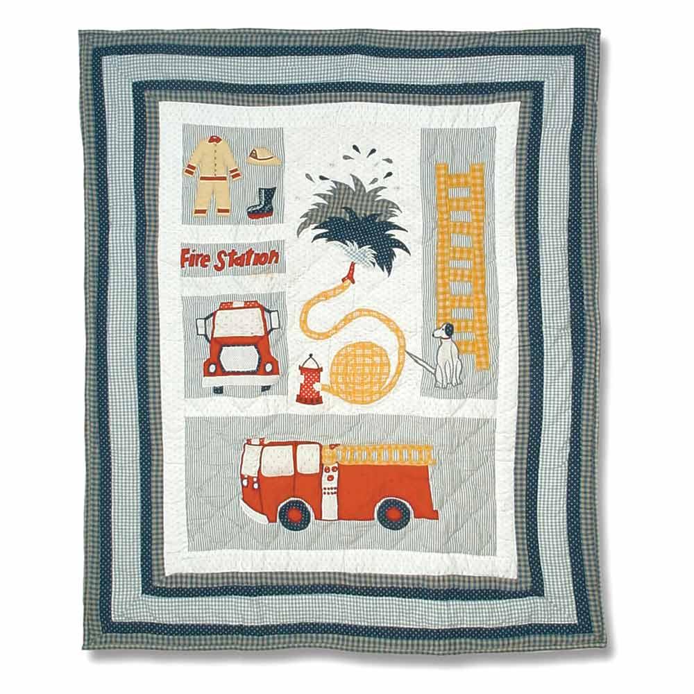 Fire Truck Crib Quilt 36"W x 46"L