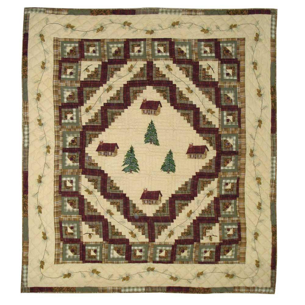 Forest Log Cabin King Quilt 105"W x 95"L