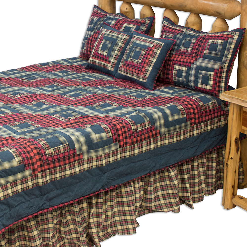 Red Log Cabin King Quilt 105"W x 95"L