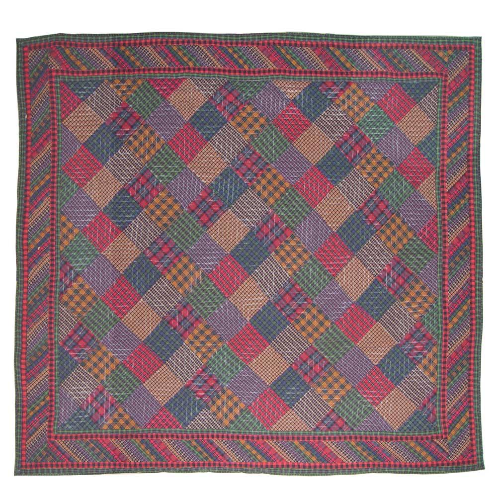 Tartan Log Cabin King Quilt 105"W x 95"L