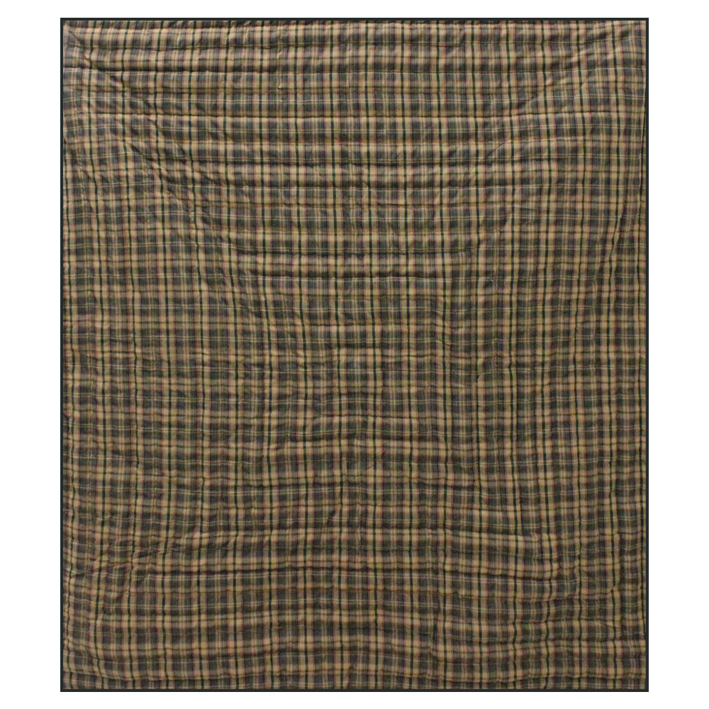 Gold and Brown Plaid Luxury King Quilt 120"W x 106"L