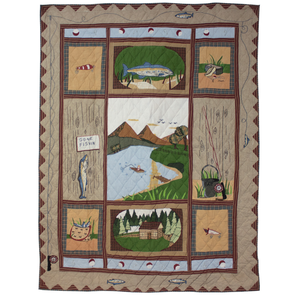 Gone Fishing Luxury King Quilt 120"W x 106"L