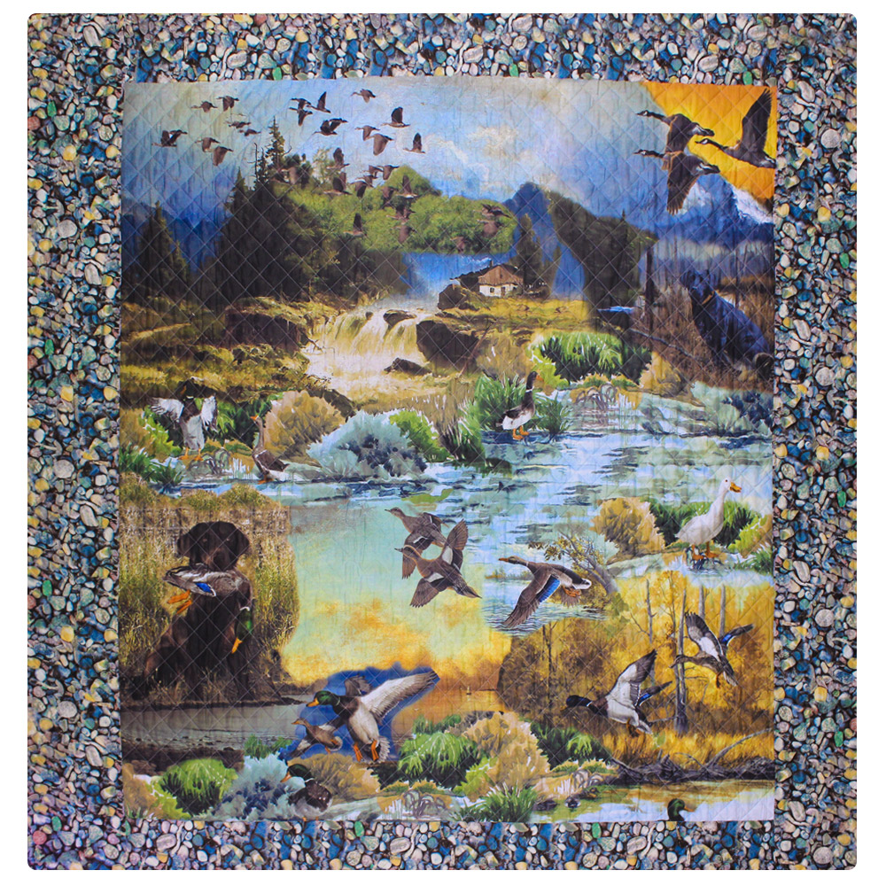 Ducks Galore 3 piece set, Quilt Queen-92"x88", 2-Standard Pillow Shams