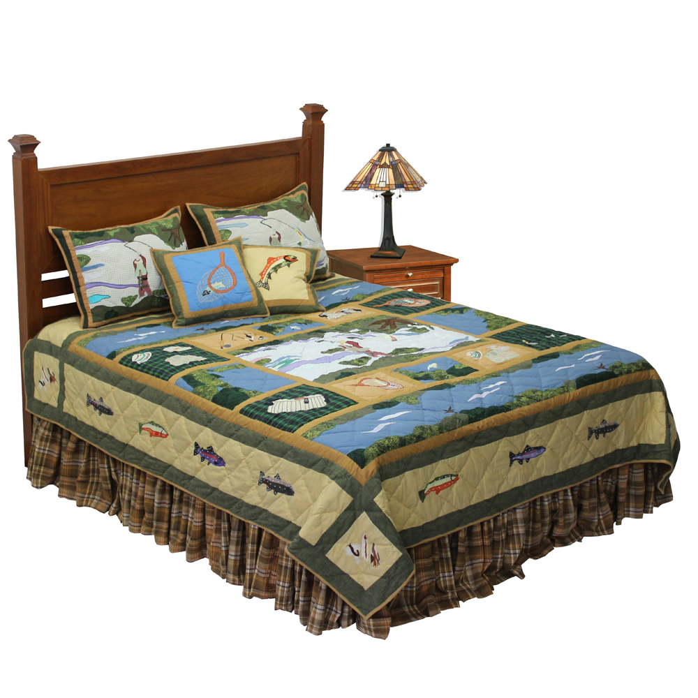 Fly Fishing Queen Quilt 85"W x 95"L