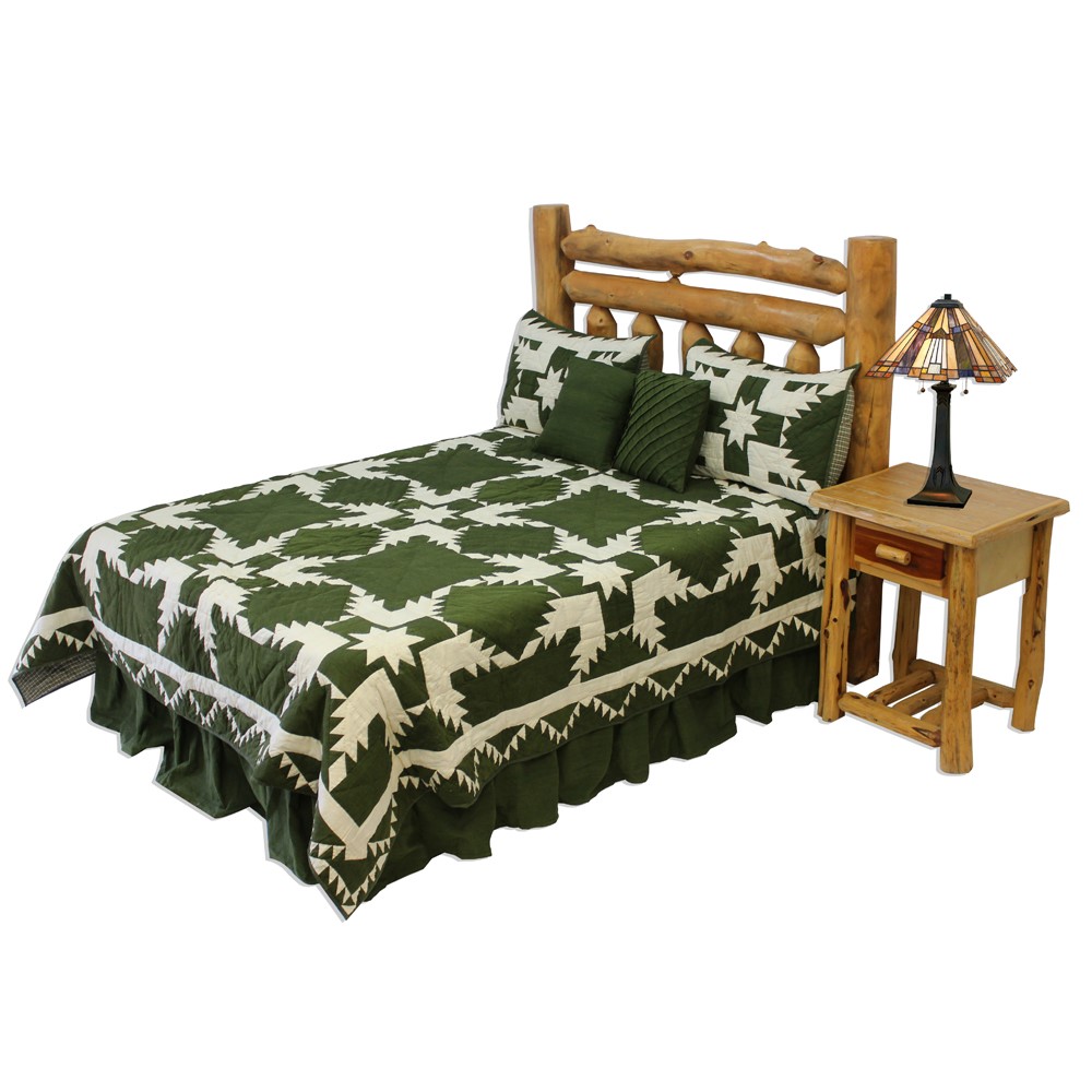 Green Feathered Star Queen Quilt 85"W x 95"L