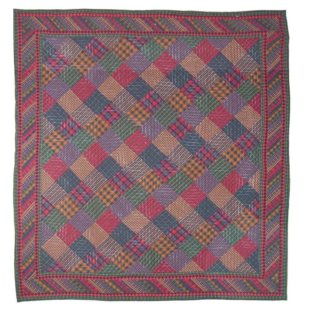 Tartan Log Cabin Queen Quilt 85"W x 95"L