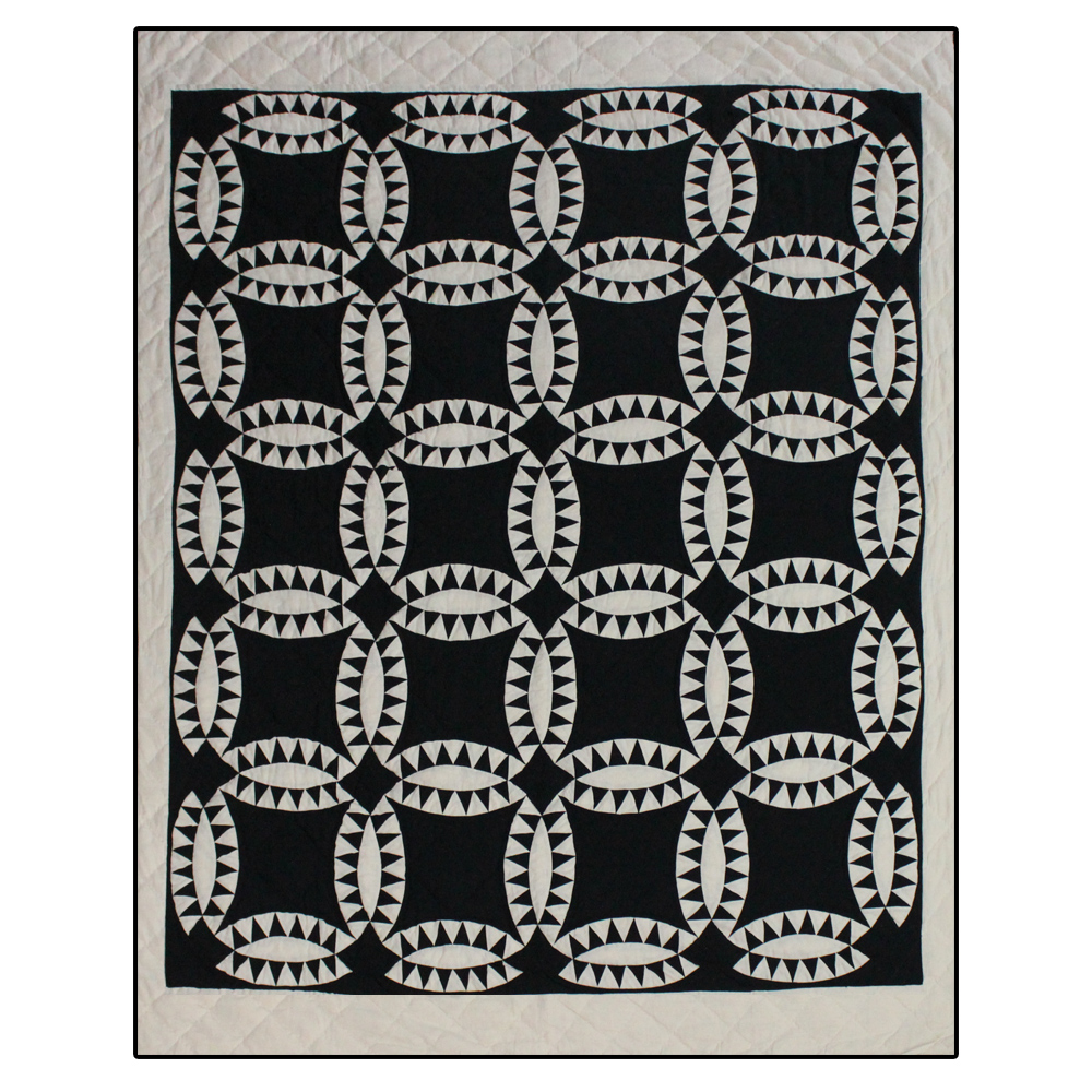 Black and white Wedding Ring Twin Quilt 65"W x 85"L