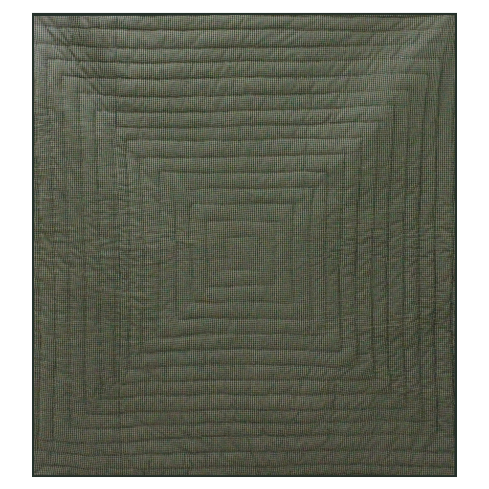 Hunter Green and Tan Check Super King Quilt 110"W x 96"L