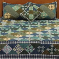 Chambray Nine Patch Super King Quilt 110"W x 96"L