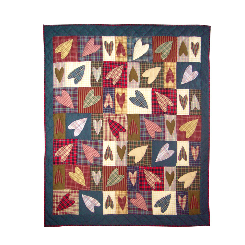 Primitive Hearts Throw 50"W x 60"L