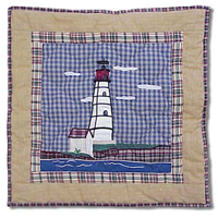 By the Bay Red Lighthouse Toss Pillow 16"W x 16"L