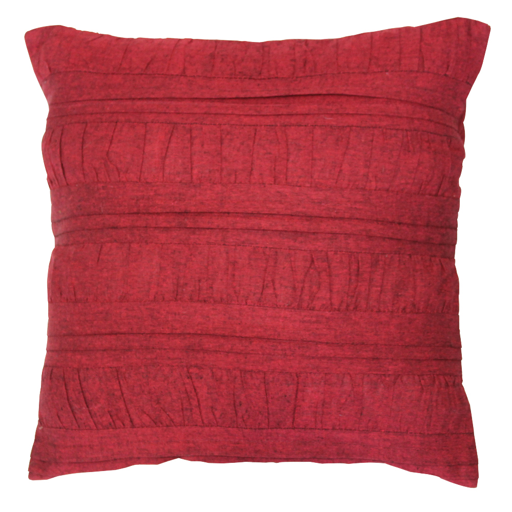 Red Pintuck Toss Pillow 16" W X 16" L